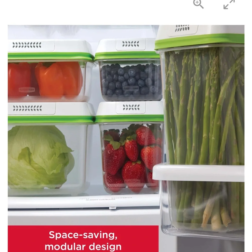 Rubbermaid Freshworks Fruit/Vegetable Storage Containers, 2 containers w/lids